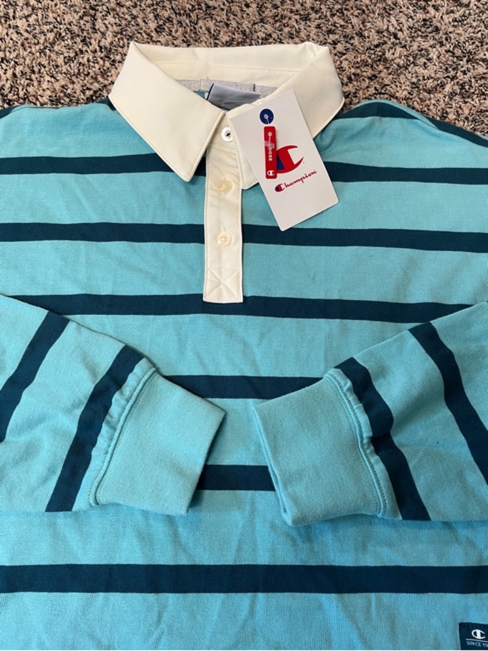 Champion Boxy Striped Rugby Tee Woman’s Size M | NWT - Picture 4 of 8